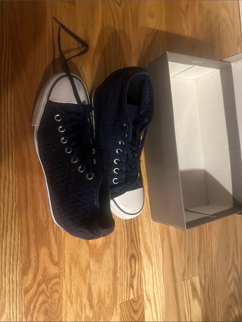 Converse Navy Blue Wedge Sneakers with White Toe Cap